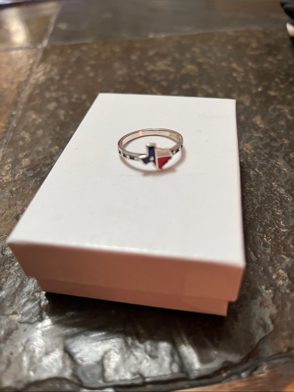 James Avery Sterling Silver Texas Flag Ring - Red & Blue